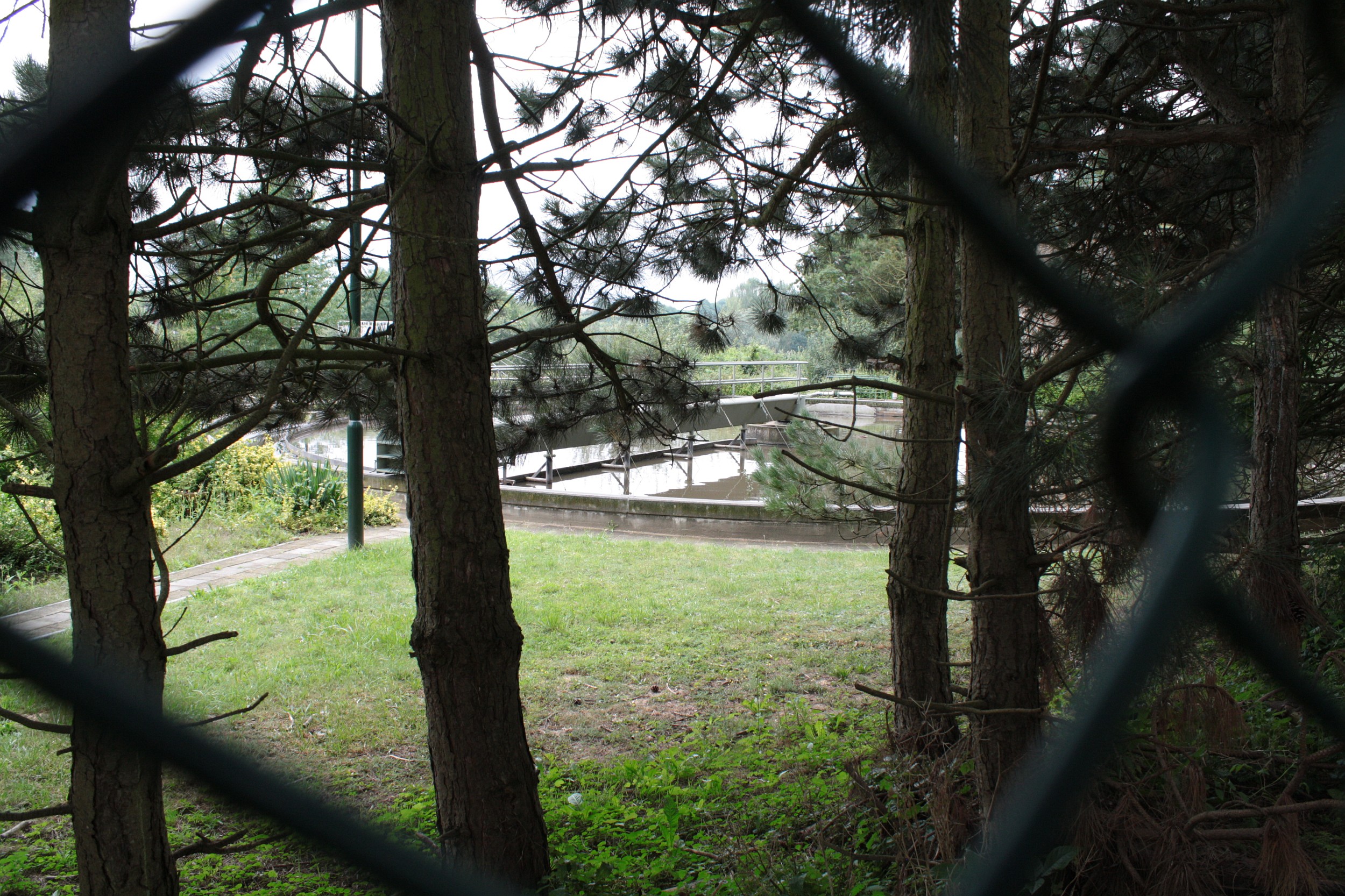 Waterzuiveringsinstallatie omgeven door natuur